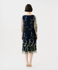 GDPGE91800 Sybilla(シビラ) リーフ刺繍チュールドレス(7分袖) ネイビー