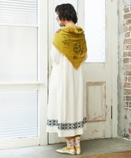 GG3FD30150 Jocomomola(ホコモモラ) ドン・キホーテ アニマルモチーフ刺繍大判スカーフ イエロー