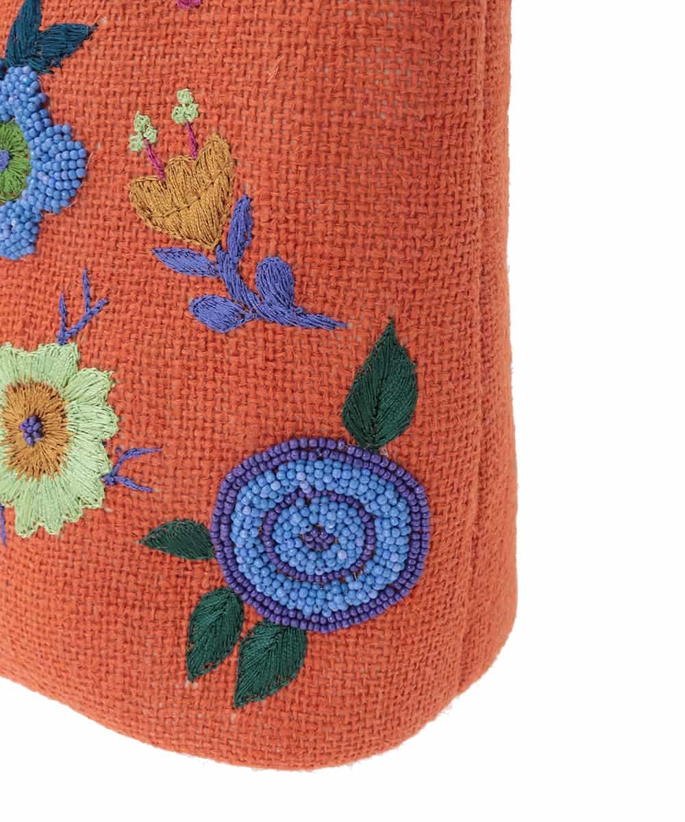 GG5FD30140 Jocomomola(ホコモモラ) フラワービーズ刺繍トートバッグ オレンジ