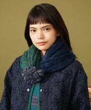 GG7LD30080 Jocomomola(ホコモモラ) 【2WAY】ケーブル編みポンポンニットキャップ グリーン