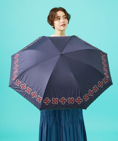 GG8FA32110 Jocomomola 【晴雨兼用・UVカット】フラワー刺繍折り畳み傘