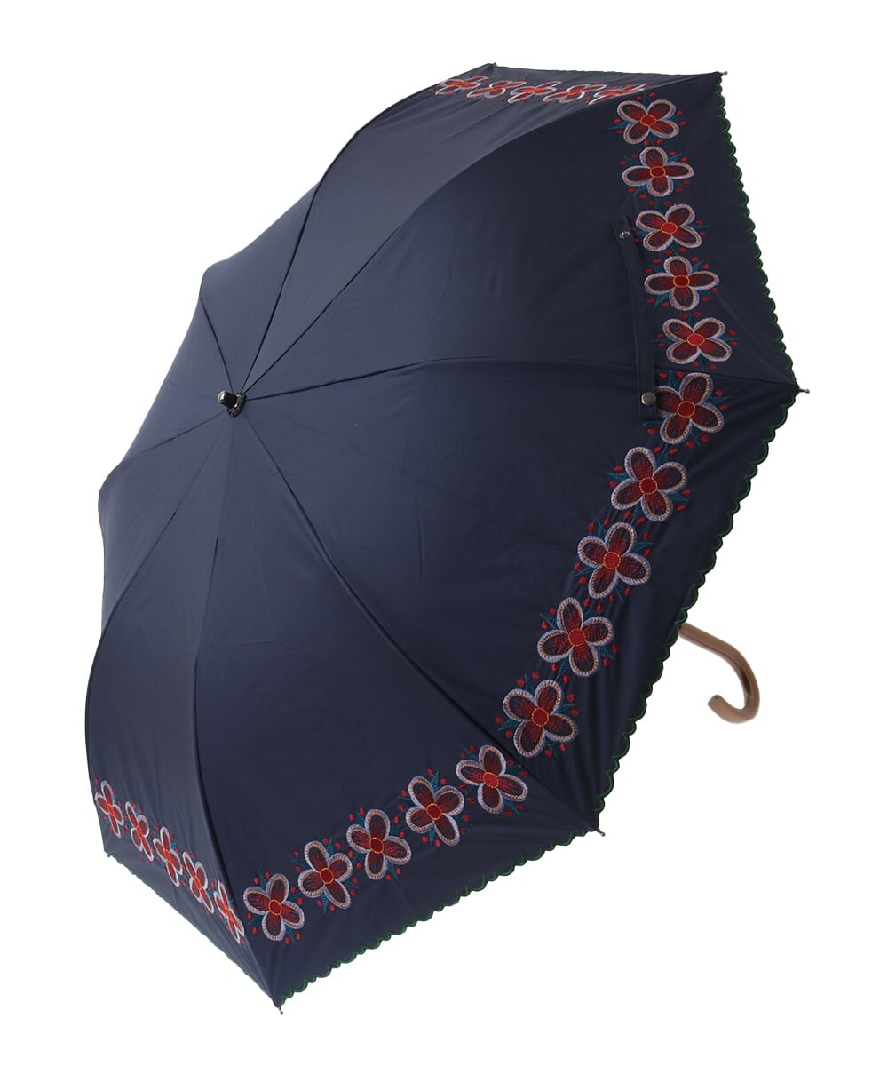 GG8FA32110 Jocomomola(ホコモモラ) 【晴雨兼用】フラワー刺繍折り畳み傘 ベージュ