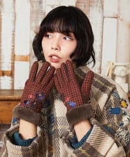 GGTAD30090 Jocomomola(ホコモモラ) フラワーエンブロイダリーグローブ ブラウン