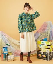 GJBAG01220 Jocomomola(ホコモモラ) Manchas 総柄プリントブラウス グリーン
