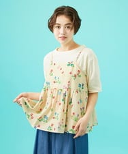 GJBFA01180 Jocomomola(ホコモモラ) Verde pera プリントバックリボンキャミソール ベージュ