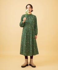 GJEAD50350 Jocomomola(ホコモモラ) Estrella ハイネックフラワー刺繍ワンピース ブラウン