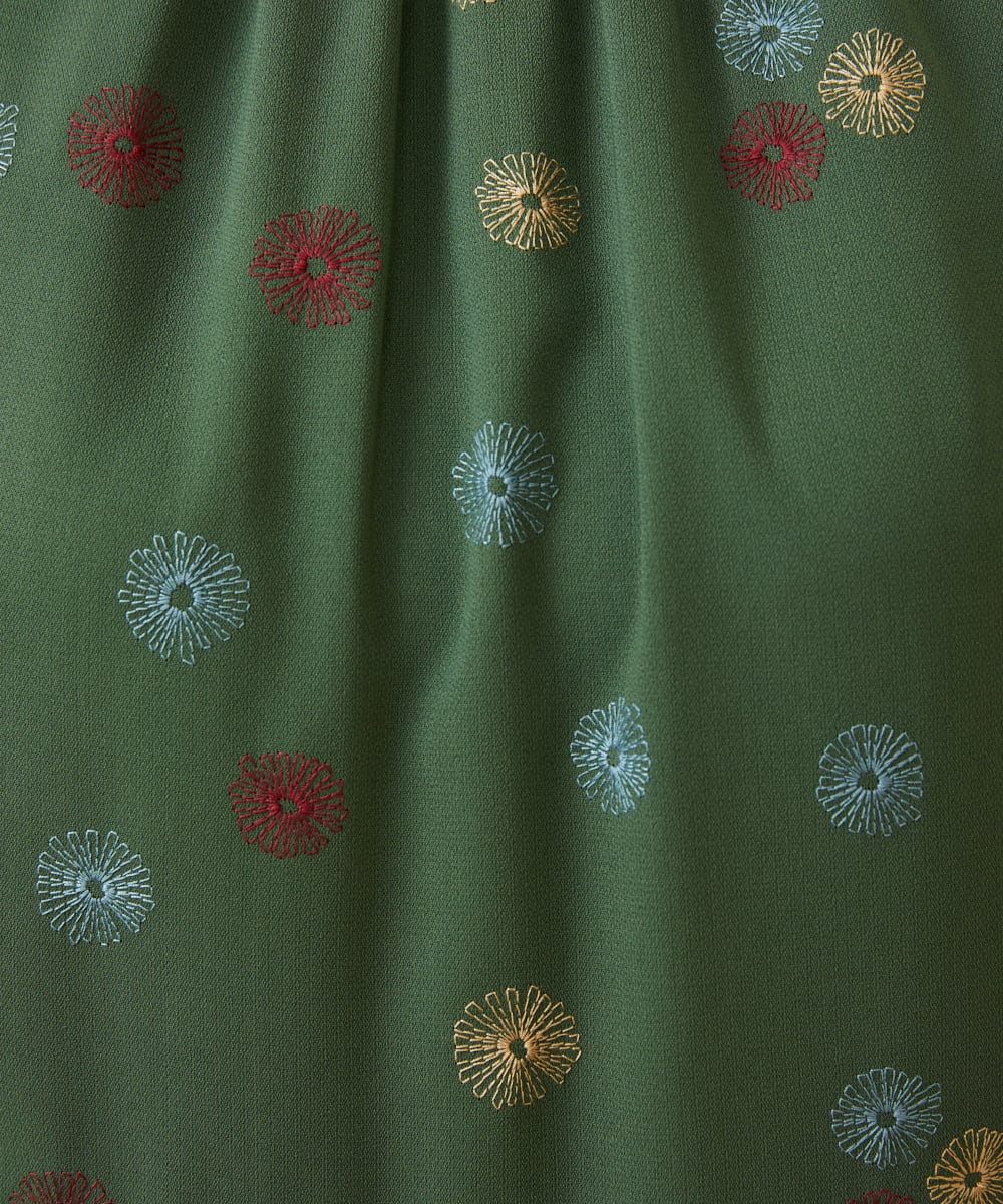 GJEAD50350 Jocomomola(ホコモモラ) Estrella ハイネックフラワー刺繍ワンピース ブラウン