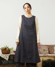 GJECD50350 Jocomomola(ホコモモラ) Escudos 幾何調総刺繍ワンピース［オケージョン/セレモニー］ ネイビー
