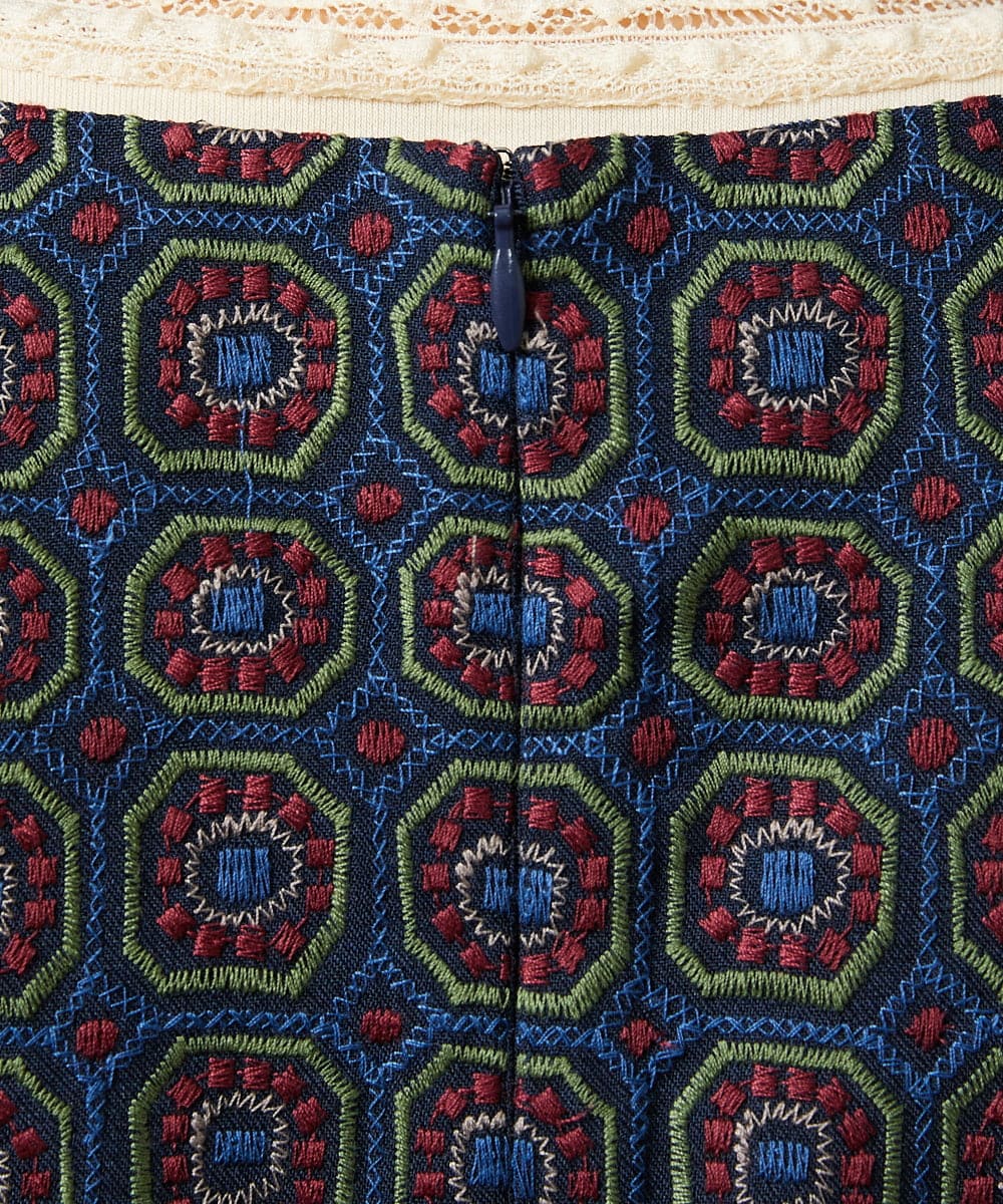 GJECD50350 Jocomomola(ホコモモラ) Escudos 幾何調総刺繍ワンピース［オケージョン/セレモニー］ ネイビー