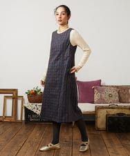 GJECD50350 Jocomomola(ホコモモラ) Escudos 幾何調総刺繍ワンピース［オケージョン/セレモニー］ ネイビー