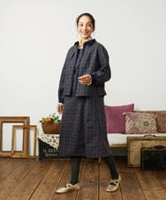 GJECD50350 Jocomomola(ホコモモラ) Escudos 幾何調総刺繍ワンピース［オケージョン/セレモニー］ ネイビー