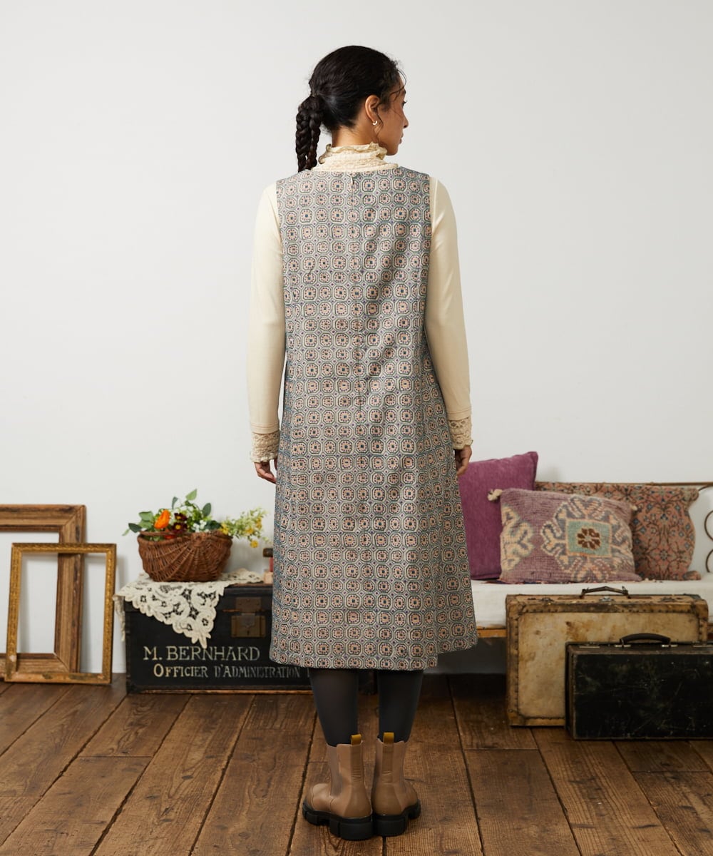 GJECD50350 Jocomomola(ホコモモラ) Escudos 幾何調総刺繍ワンピース［オケージョン/セレモニー］ ベージュ