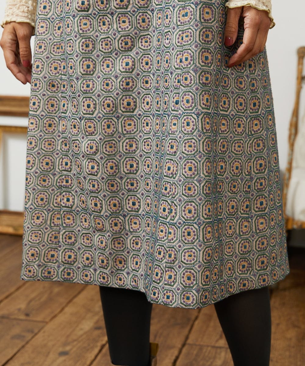 GJECD50350 Jocomomola(ホコモモラ) Escudos 幾何調総刺繍ワンピース［オケージョン/セレモニー］ ベージュ