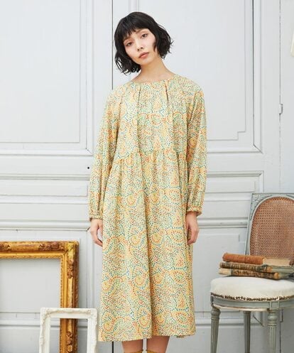 GJEDE02360  La mancha ドット総刺繍ワンピース