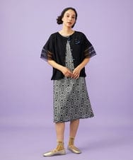 GJEGD50360 Jocomomola(ホコモモラ) Dordado de verano フラワーカットワーク刺繍 ギンガムチェックワンピース [オケージョン対応] ブラック