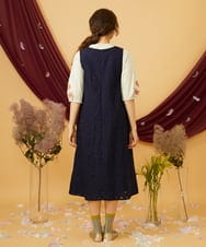 GJEJD34330 Jocomomola(ホコモモラ) Sombrita フラワージャカードジャンパースカート ネイビー