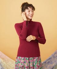 GJFAG30160 Jocomomola(ホコモモラ) LANABLEND ハイネックリブニット レッド