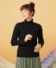 GJFAG30160 Jocomomola(ホコモモラ) LANABLEND ハイネックリブニット ブラック