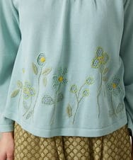 GJFFD50220 Jocomomola(ホコモモラ) El Rucio フラワー刺繍ニットプルオーバー ライトブルー