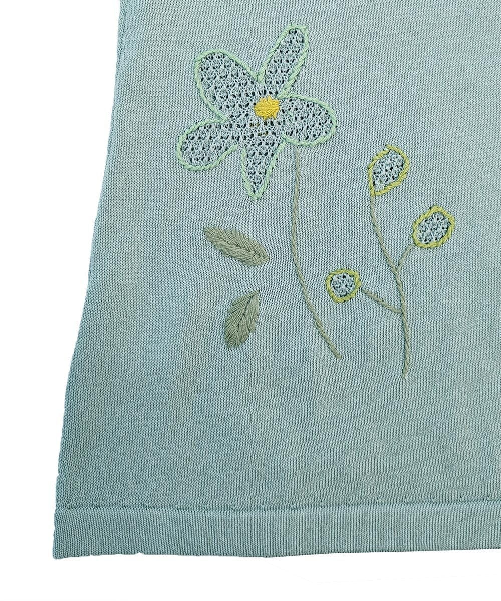 GJFFD50220 Jocomomola(ホコモモラ) El Rucio フラワー刺繍ニットプルオーバー ライトブルー