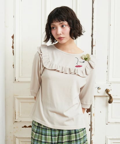 GJFGE02220 Jocomomola Dulcinea フリルニットプルオーバー