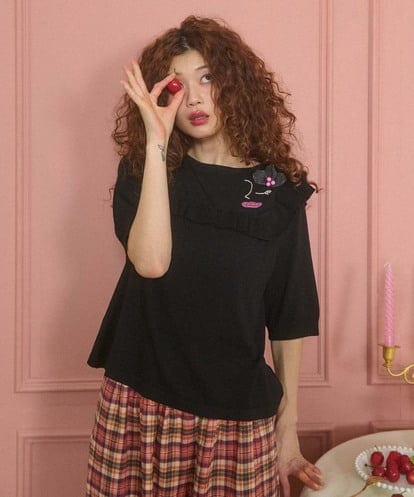 GJFGE02220 Jocomomola Dulcinea フリルニットプルオーバー