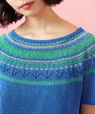 GJFGE33200 Jocomomola(ホコモモラ) Washi サマーニットプルオーバー ブルー