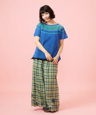 GJFGE33200 Jocomomola(ホコモモラ) Washi サマーニットプルオーバー ブルー