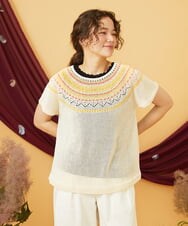 GJFGE33200 Jocomomola(ホコモモラ) Washi サマーニットプルオーバー アイボリー