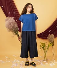 GJFJD31200 Jocomomola(ホコモモラ) Capricho バックリボンサマーニットプルオーバー ブルー