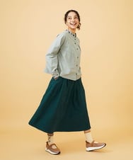 GJHCD32200 Jocomomola(ホコモモラ) Pradera ピーチ起毛タックスカート グリーン