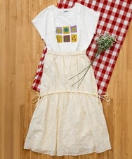 GJHGB43200 Jocomomola(ホコモモラ) ランダムドットリップルフレアスカート グリーン
