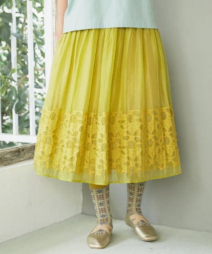 GJHGD37220  Cama de flores フラワーカットジャカードスカート