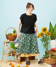 GJHHD01220 Jocomomola(ホコモモラ) Verano en La Mancha フラワープリントスカート ネイビー