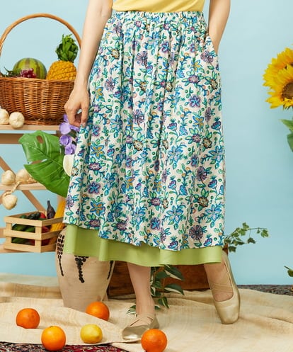 GJHHD01220 Jocomomola Verano en La Mancha フラワープリントスカート