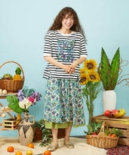GJHHD01220 Jocomomola(ホコモモラ) Verano en La Mancha フラワープリントスカート アイボリー
