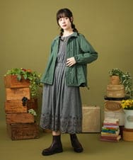 GJHLA31200 Jocomomola(ホコモモラ) Cama de flores コットンヘリンボーンフレアスカート ライトイエロー