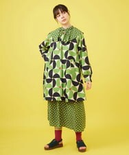 GJJDB02420 Jocomomola(ホコモモラ) Verde manzana プリントノーカラーコート グリーン