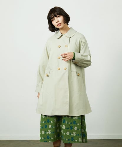 GJJDD30380  裏地プリントロング丈 スプリングコート