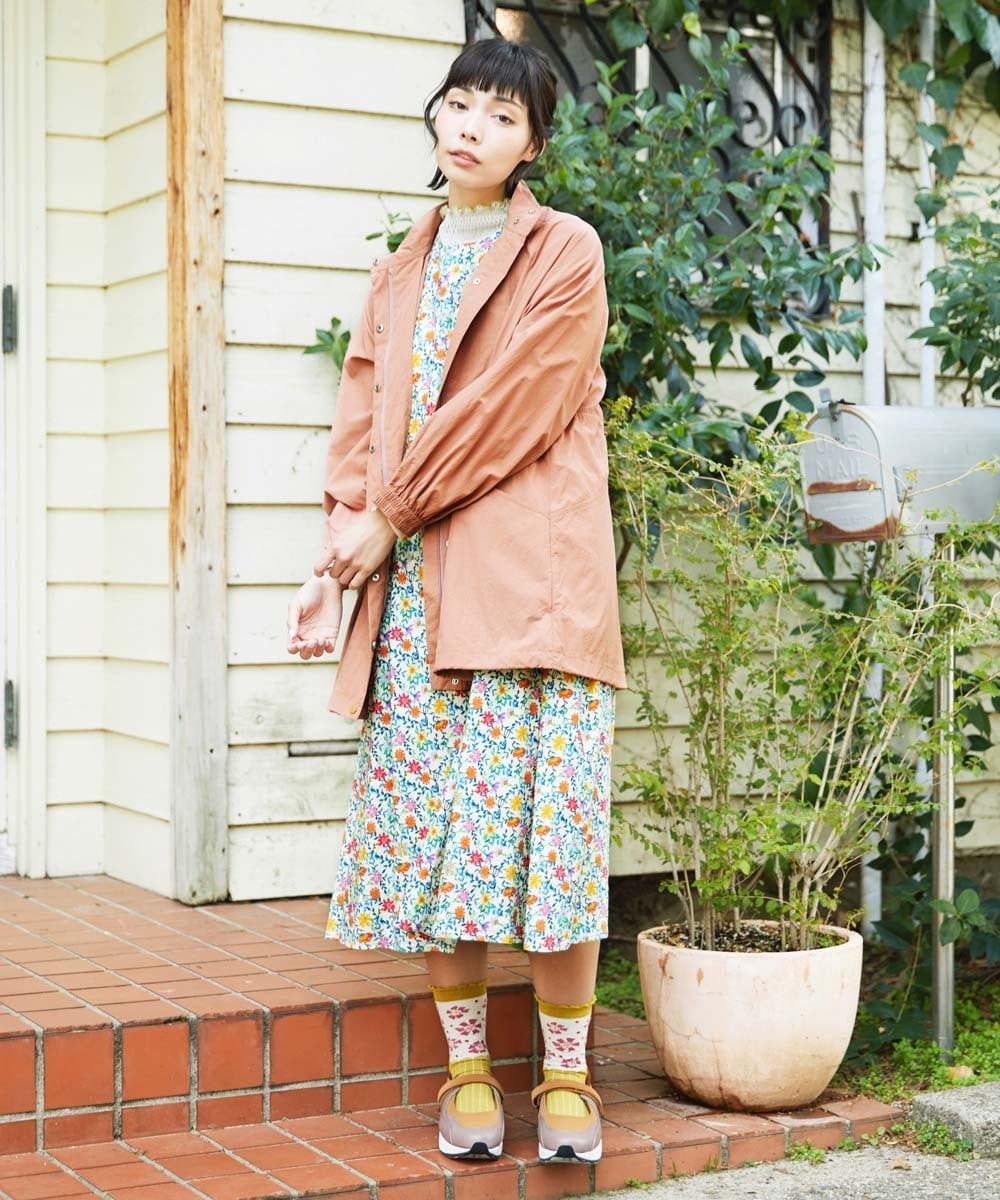 GJJFD31270 Jocomomola(ホコモモラ) Lisa ナイロンミドル丈スプリングコート ピンク