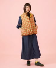 GJJLD31300 Jocomomola(ホコモモラ) 【2WAY 】Arte enlatado リバーシブルダウンベスト マスタード