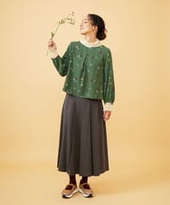 GJKAD34110 Jocomomola(ホコモモラ) ベアスムース ハイネックレースカットソー オレンジ