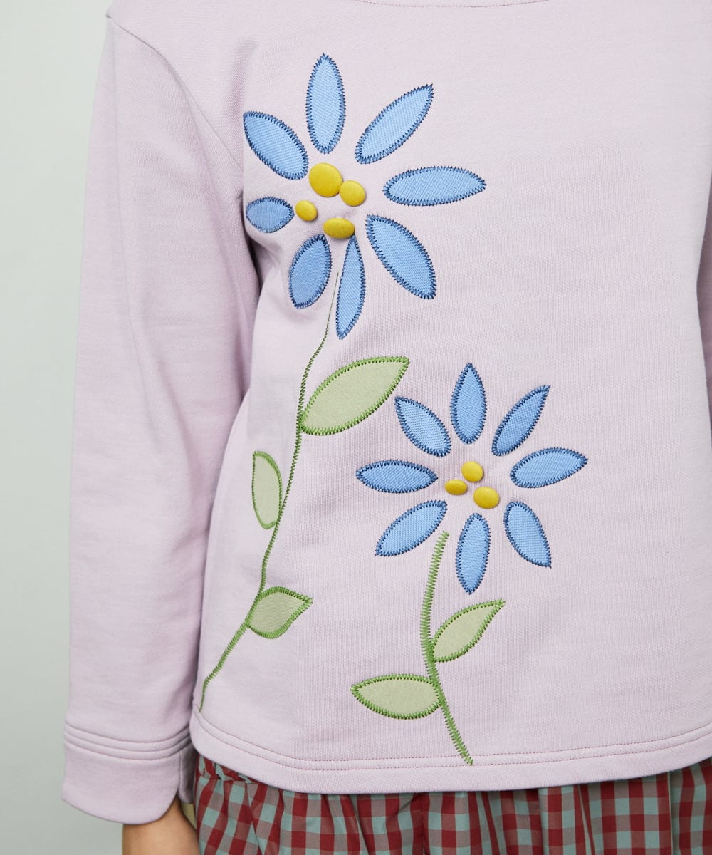 GJKDD01200 Jocomomola(ホコモモラ) Palominos flor フラワーアップリケカットソー ピンク