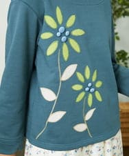 GJKDD01200 Jocomomola(ホコモモラ) Palominos flor フラワーアップリケカットソー ブルー