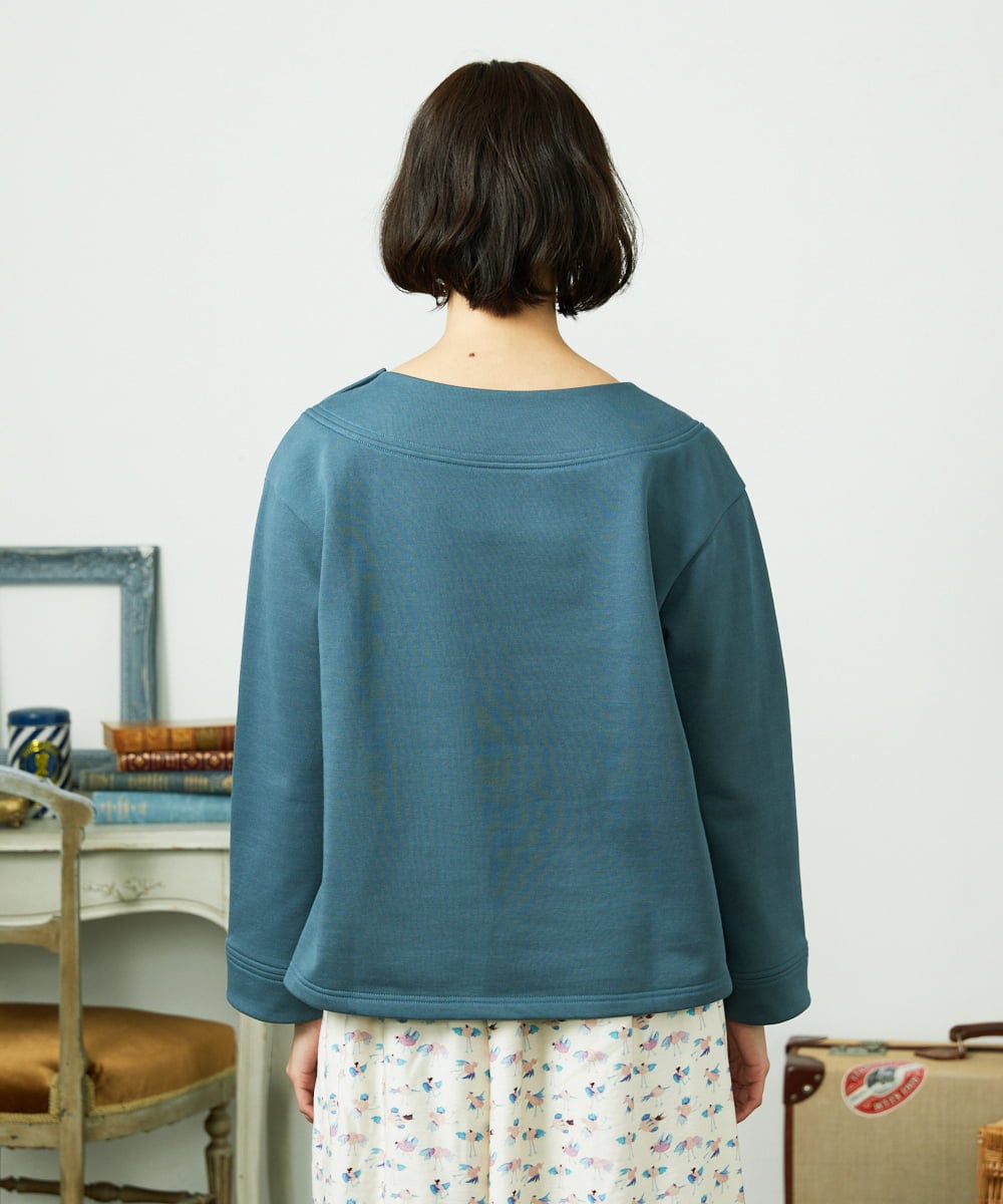 GJKDD01200 Jocomomola(ホコモモラ) Palominos flor フラワーアップリケカットソー ブルー
