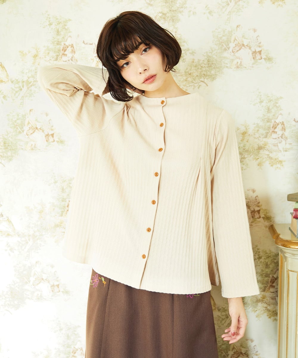 GJKDD34140 Jocomomola(ホコモモラ) 【2WAY】Tierras de cuitivo フラワー刺繍カットソー アイボリー