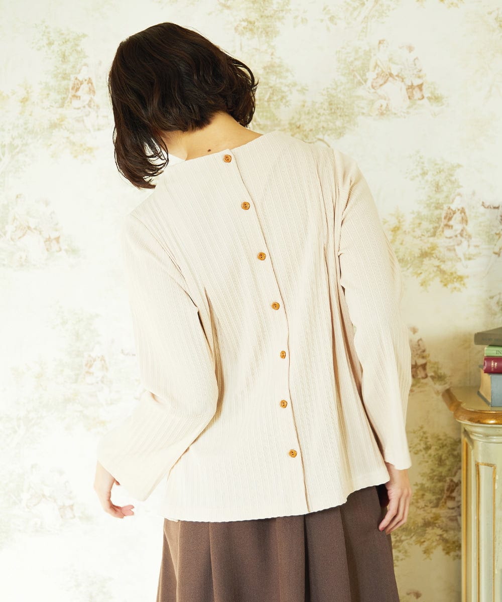 GJKDD34140 Jocomomola(ホコモモラ) 【2WAY】Tierras de cuitivo フラワー刺繍カットソー アイボリー
