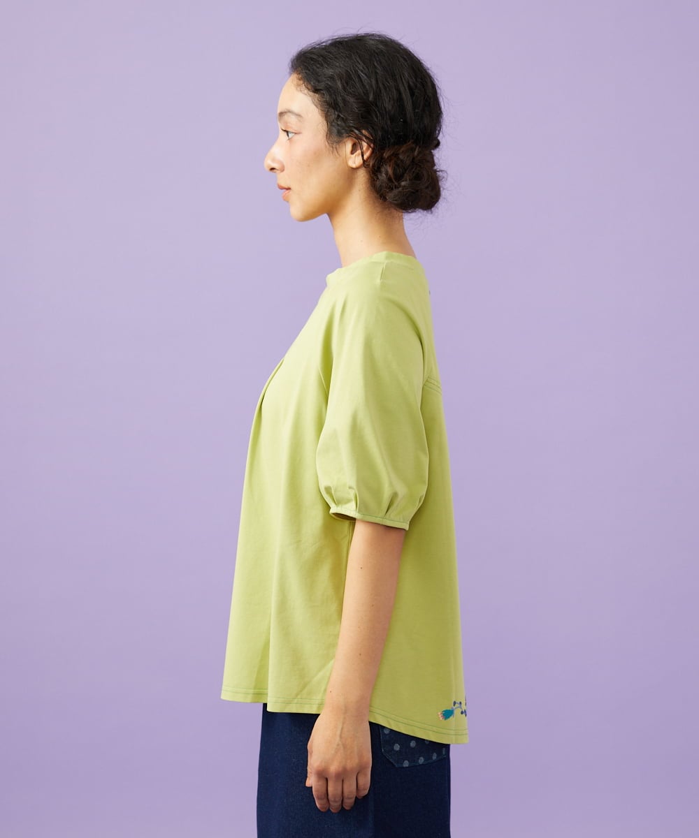 GJKGD01180 Jocomomola(ホコモモラ) 【接触冷感/2WAY】T/C天竺 フラワープリントTシャツ グリーン