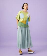 GJKGD02200 Jocomomola(ホコモモラ) 【接触冷感】T/C天竺 アップリケTシャツ グリーン