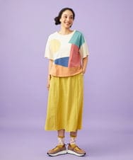 GJKGD02200 Jocomomola(ホコモモラ) 【接触冷感】T/C天竺 アップリケTシャツ アイボリー